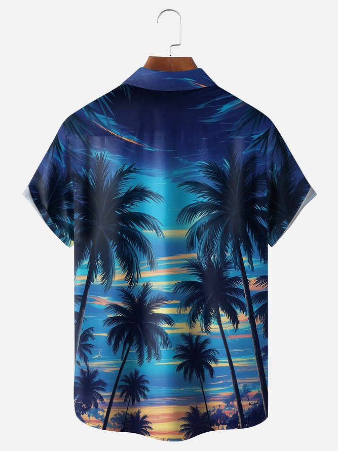 Moisture Wicking Coconut Chest Pocket Hawaiian Shirt