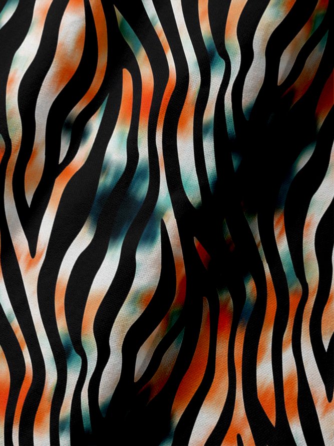 Moisture Wicking Gradient Color Zebra Print Short Sleeve Golf Polo