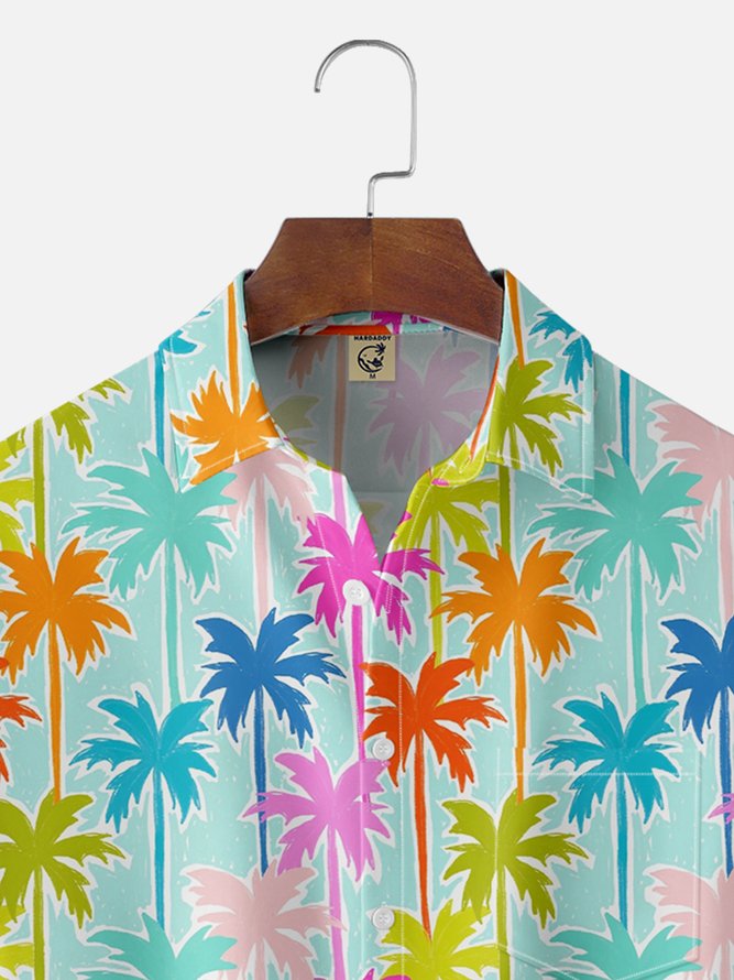 Moisture Wicking Coconut Tree Chest Pocket Hawaiian Shirt