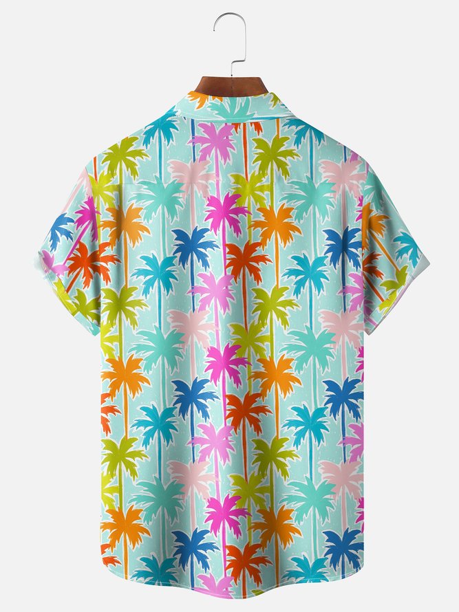 Moisture Wicking Coconut Tree Chest Pocket Hawaiian Shirt