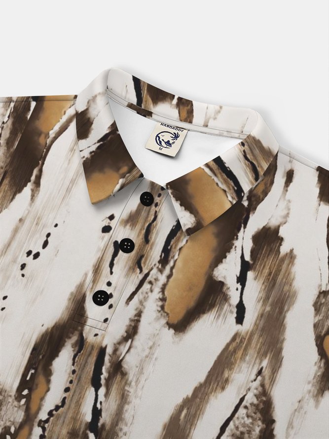 Moisture Wicking Abstract Wood Grain Texture Short Sleeve Golf Polo