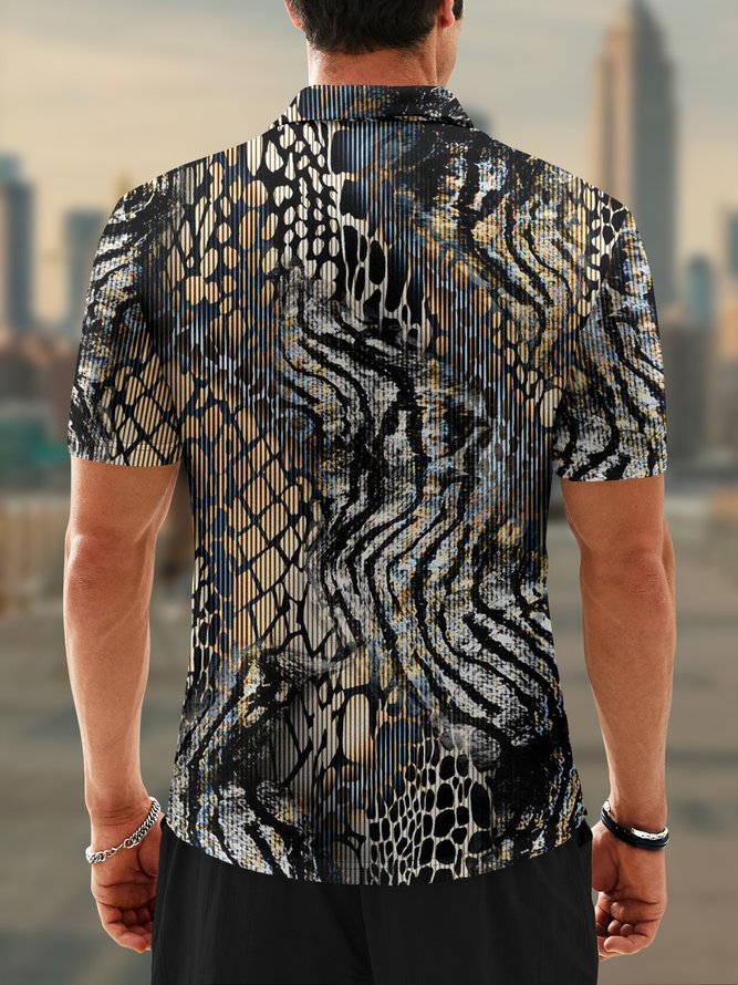 Moisture Wicking Gradient Color Abstract Leopard Short Sleeve Golf Polo