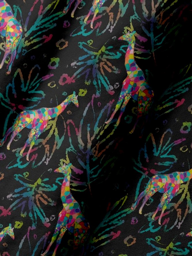 Moisture Wicking Rainbow Color Block Giraffe Short Sleeve Golf Polo