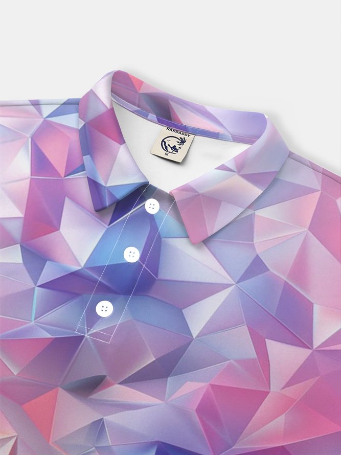 Moisture Wicking 3D Gradient Abstract Geometric Short Sleeve Golf Polo