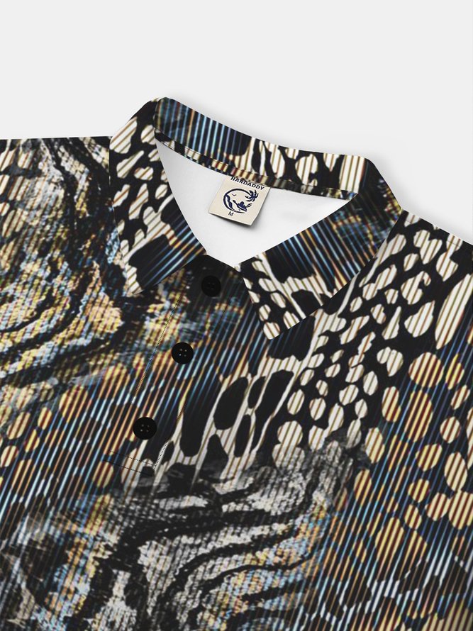 Moisture Wicking Gradient Color Abstract Leopard Short Sleeve Golf Polo