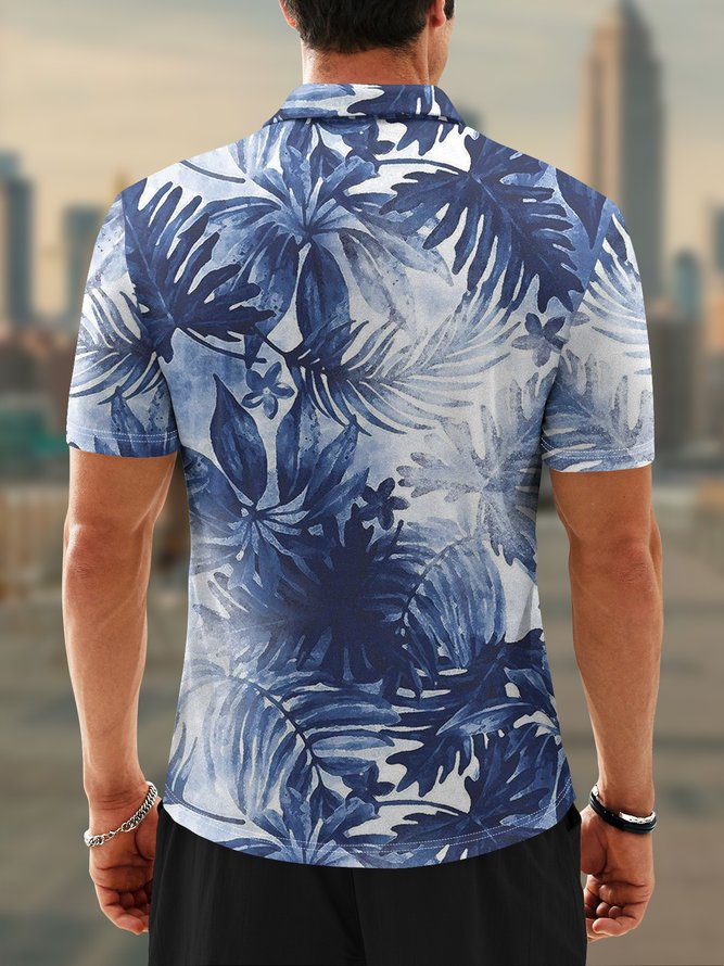 Moisture Wicking Gradient Abstract Leaves Short Sleeve Golf Polo