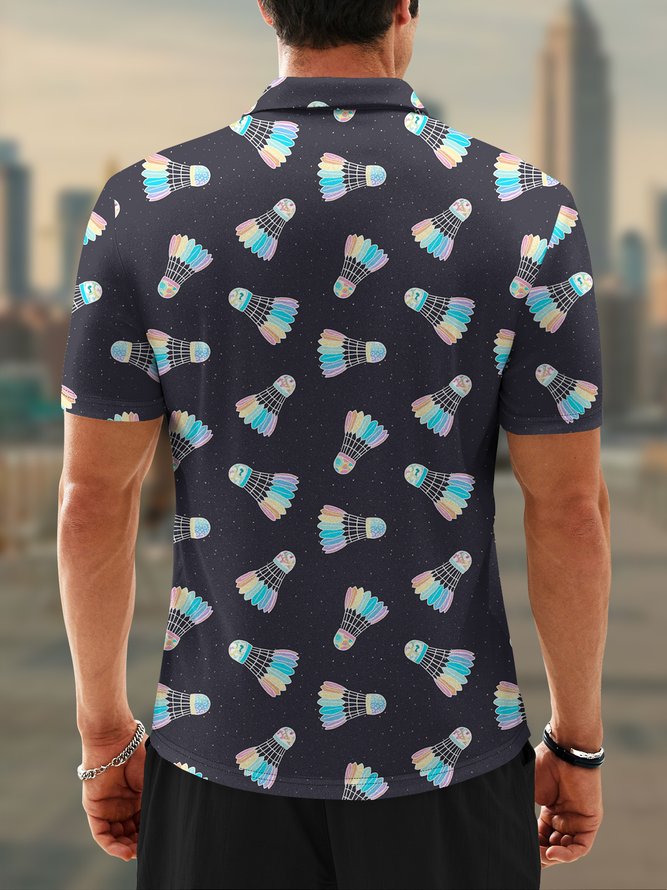 Moisture Wicking Rainbow Badminton Short Sleeve Golf Polo
