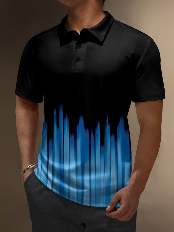 Moisture Wicking Gradient Color Abstract Geometric Short Sleeve Golf Polo