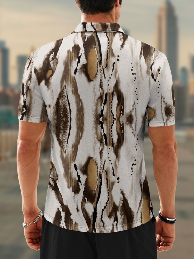 Moisture Wicking Abstract Wood Grain Texture Short Sleeve Golf Polo