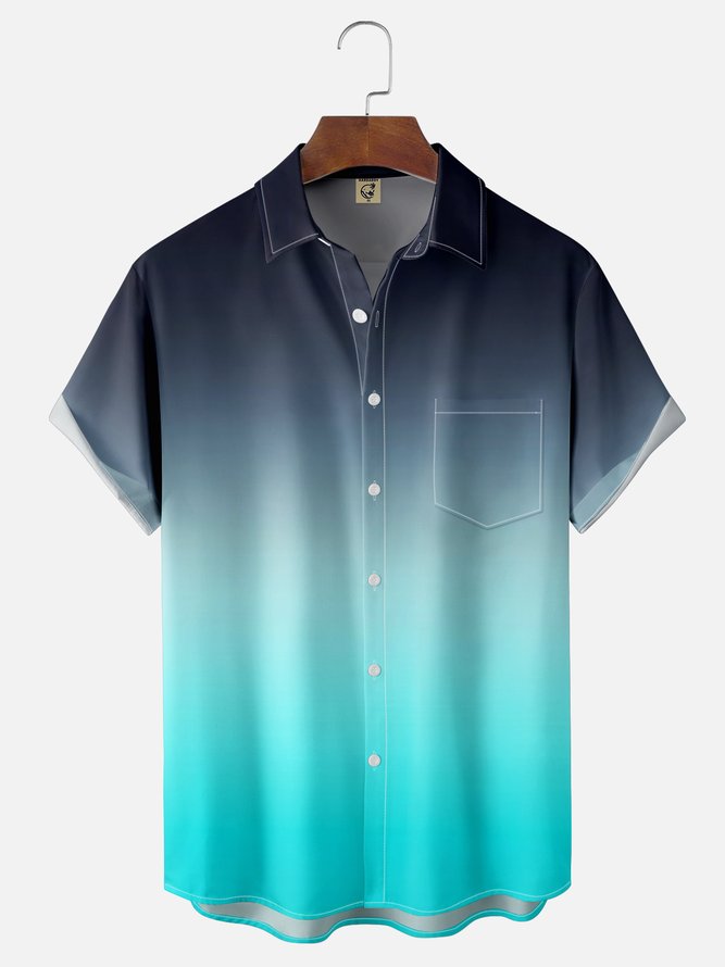 Moisture Wicking Graduated Chest Pocket Hawaiian Shirt