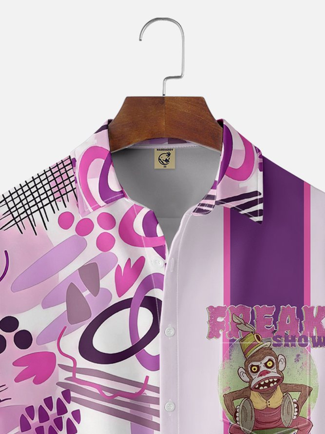 Hardaddy x Marcio Lima Moisture Wicking Circus Monkey Geometric Chest Pocket Hawaiian Shirt