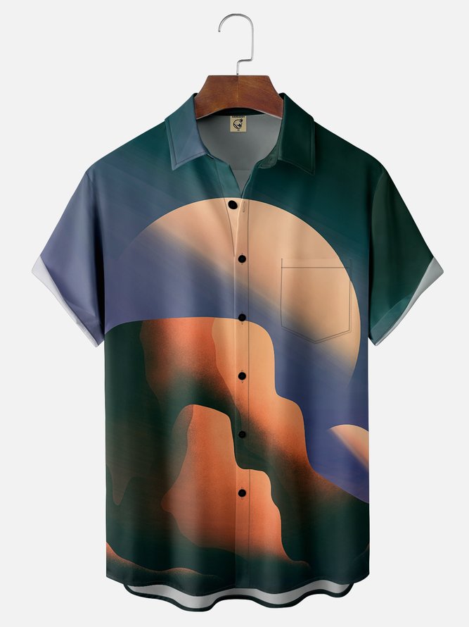 Hardaddy X Artist Stephen Wade Moisture-wicking Landscpe Chest Pocket Hawaiian Shirt