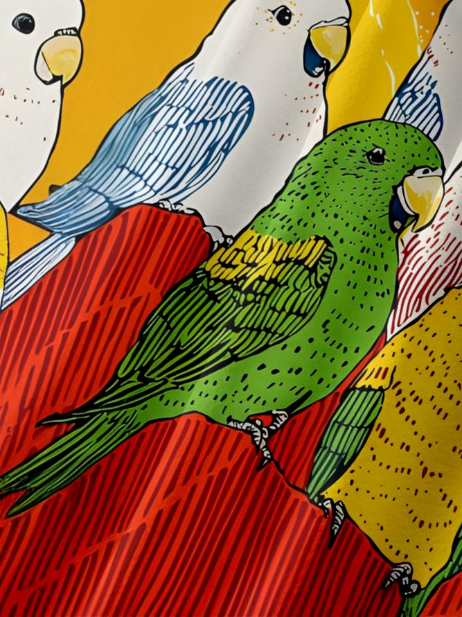 Moisture-wicking Parrot Chest Pocket Hawaiian Shirt