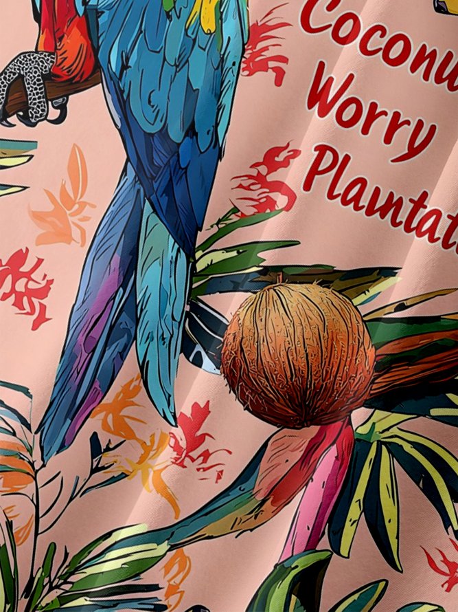 Moisture-wicking Parrot Banana Chest Pocket Hawaiian Shirt