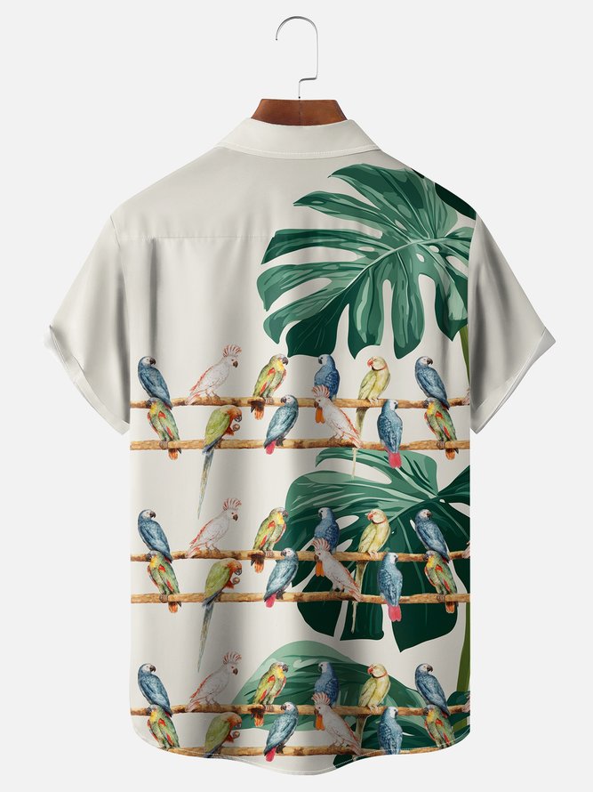 Moisture-wicking Parrot Chest Pocket Hawaiian Shirt