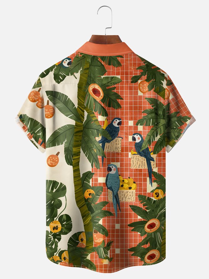 Moisture-wicking Parrot Chest Pocket Hawaiian Shirt