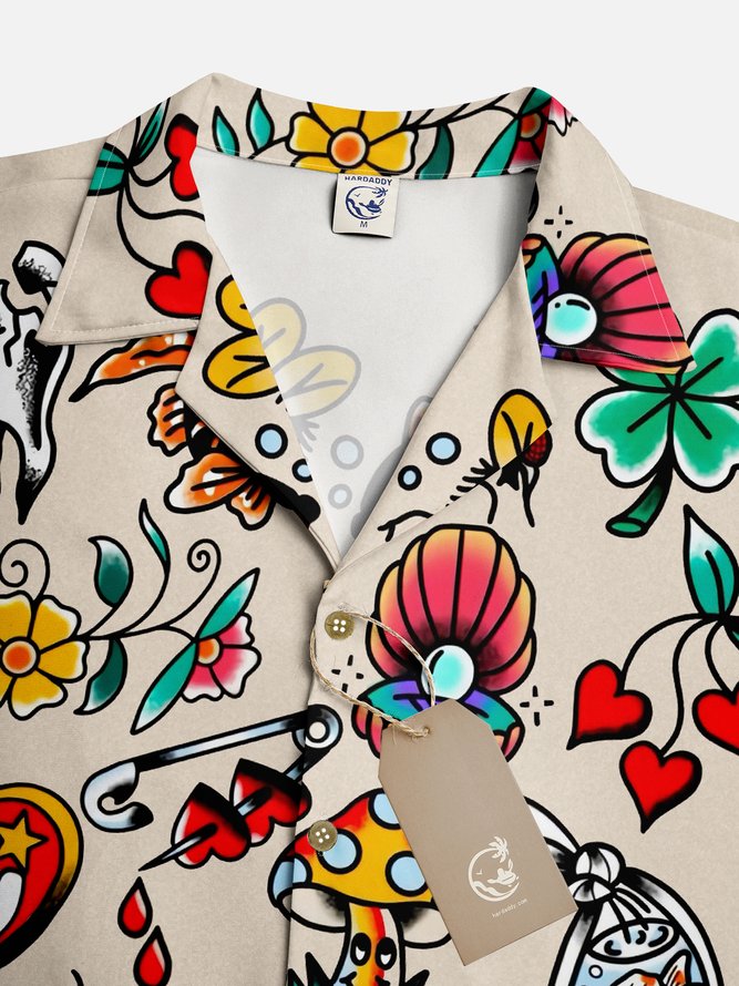 Moisture-wicking Art Hippie Tattoo Aloha Camp Shirt