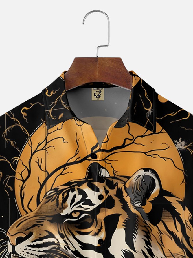 Moisture-wicking Japanese Tiger Chest Pocket Hawaiian Shirt