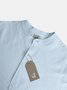 Hardaddy Cotton Linen Plain Color Casual Light Blue Regular Fit Long Sleeve Shirt Hawaiian Shirts For Men