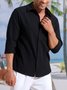 Hardaddy Men's Cotton Linen Casual Pocket Long Sleeve Shirt