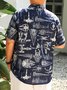 Hardaddy Big Size Universe Space Shuttle Chest Pocket Short Sleeve Casual Shirt