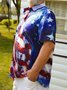 Hardaddy Big Size American Flag Chest Pocket Short Sleeve Shirt