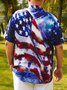 Hardaddy Big Size American Flag Chest Pocket Short Sleeve Shirt