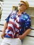 Hardaddy Big Size American Flag Chest Pocket Short Sleeve Shirt