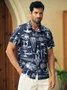 Hardaddy Mens Aerospace Machine Print Casual Breathable Short Sleeve Hawaiian Shirt