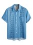 Hardaddy Stripe Chest Pocket Short Sleeve Casual Bowling Shirt