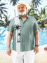 Hardaddy Big Size Coconut Tree Chest Pocket Short Sleeve Bowling Shirt