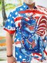 Hardaddy Big Size Flag Dinosaur Chest Pocket Short Sleeve Shirt