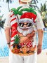 Big Size Santa Surfing Short Sleeve Hawaiian Shirt