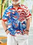 Hardaddy Big Size Flag Dinosaur Chest Pocket Short Sleeve Shirt