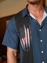 Hardaddy Men's American Flag Print Casual Breathable Hawaiian Short Sleeve Shirt