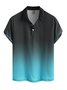 Hardaddy Black-green Abstract Gradient Geometric Regular Fit Button Short Sleeve Golf Polo Shirt