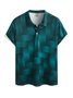 Hardaddy Casual Art Collection Gradient Geometric Stripe Pattern Lapel Short Sleeve Polo Print Top