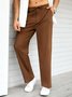 Plain Cotton Drawstring Waist Straight Pants