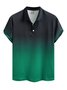 Hardaddy Black-green Abstract Gradient Geometric Regular Fit Button Short Sleeve Golf Polo Shirt