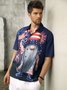 Hardaddy American Flag Gnome Chest Pocket Short Sleeve Casual Shirt