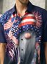 Hardaddy American Flag Gnome Chest Pocket Short Sleeve Casual Shirt