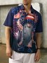 Hardaddy American Flag Gnome Chest Pocket Short Sleeve Casual Shirt