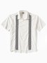 Geometric Stripe Short Sleeve Guayabera Shirt