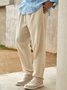 Hardaddy Cotton and Linen Plain Hawaiian Casual Trousers