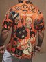 Hardaddy Men's Halloween Cat Ghost Witches Print Casual Breathable Short Sleeve Hawaiian Shirt