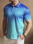 Hardaddy Ombre Abstract Geometric Button Short Sleeve Golf Polo Shirt