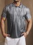 Hardaddy Ombre Geometric Button Short Sleeve Polo Shirt