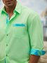 Hardaddy 100% Cotton Botanical Contrast Long Sleeve Green Regular Fit Shirt