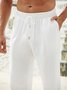 Hardaddy Casual Plain Summer Natural No Elasticity Household Loose Cotton H-Line Casual Pants for Men