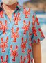 Hardaddy Big Size Lobster Chest Pocket Short Sleeve Hawaiian Shirt